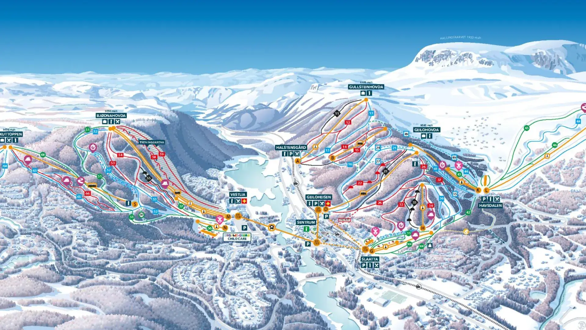Pistekort over Geilo