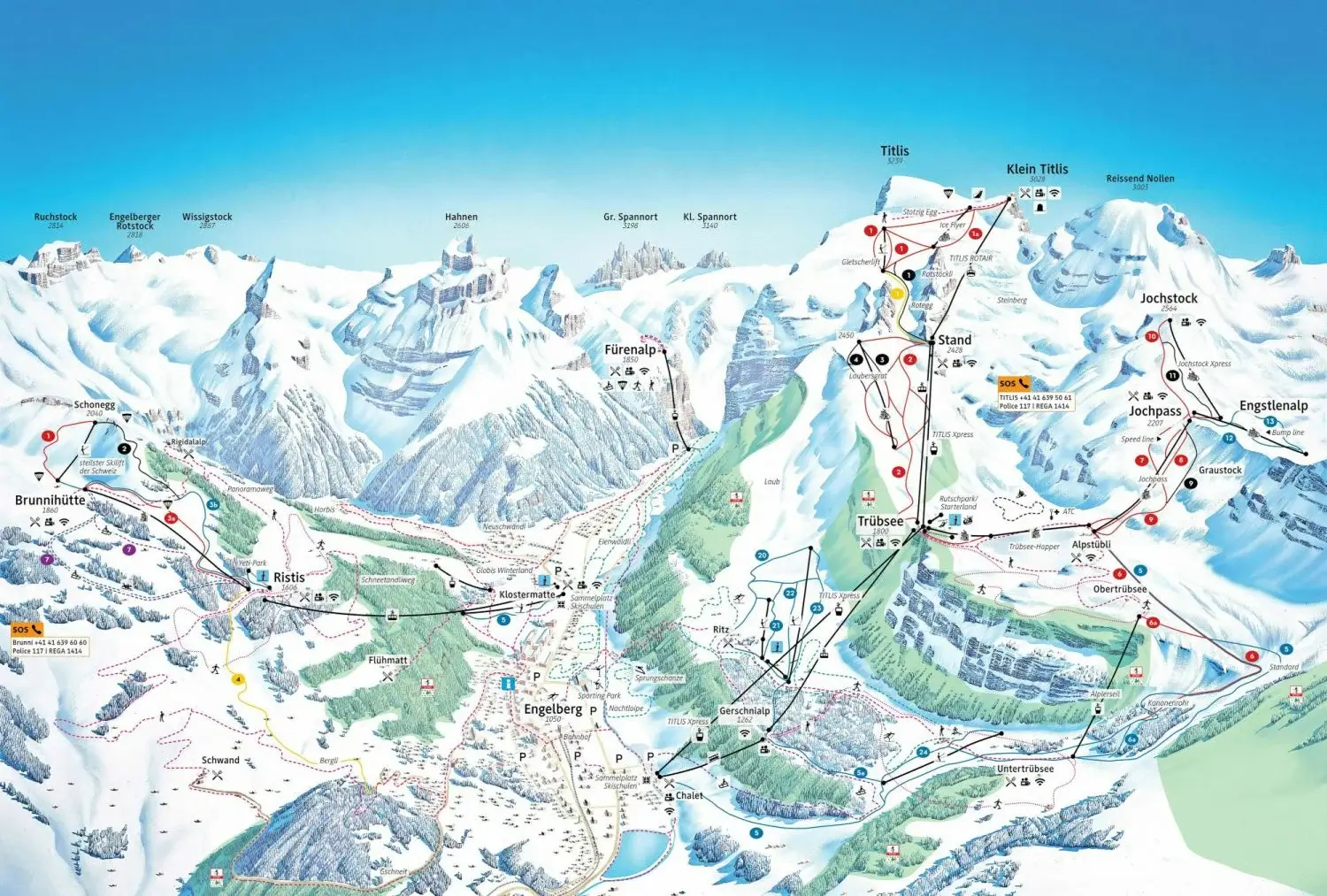 Pistekort over Engelberg